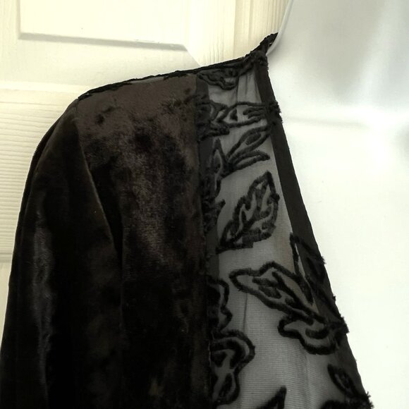 Knox Rose Black Floral Velvet Burnout Kimono M/L Sheer Duster Boho Goth Witchy - Picture 9 of 13